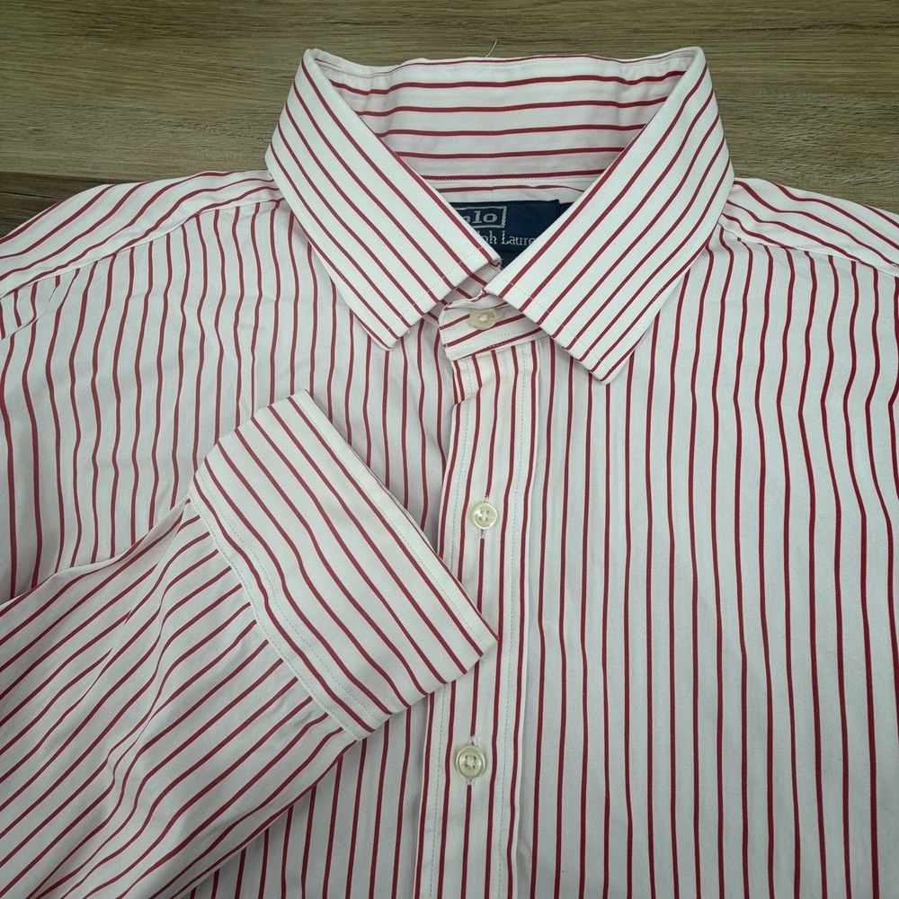 Polo Ralph Lauren Regent Classic Fit Dress Shirt Mens 18 36/37 Red White Striped